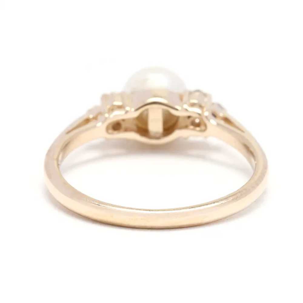 0.09ctw Diamond and Pearl Engagement Ring, 14k Ye… - image 3