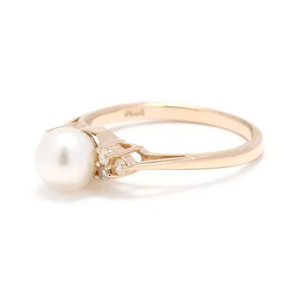 0.09ctw Diamond and Pearl Engagement Ring, 14k Ye… - image 4