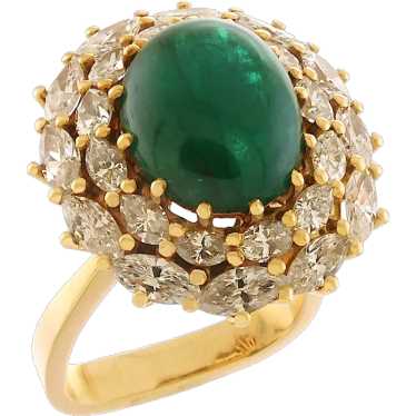 Dazzling Vintage Diamond and Emerald Cocktail Ring