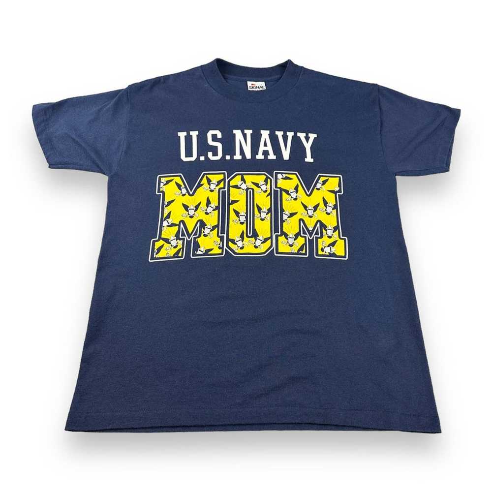 Vintage US Navy Mom Shirt Adult MEDIUM Blue 90s M… - image 1