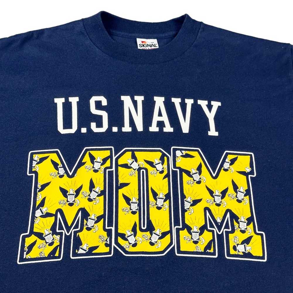 Vintage US Navy Mom Shirt Adult MEDIUM Blue 90s M… - image 2