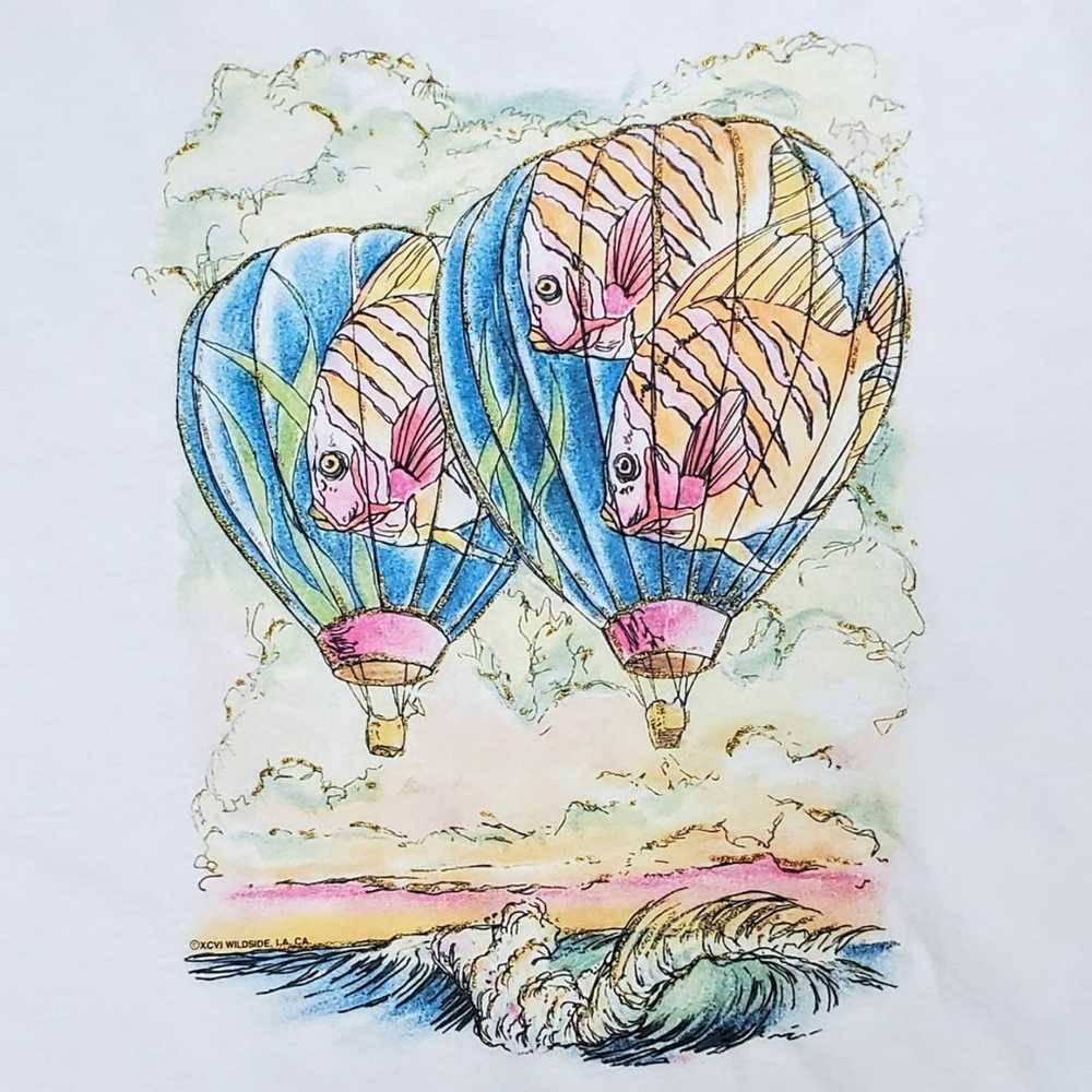 Vtg Hot Air Balloon T Shirt 90s XL White Screen S… - image 2