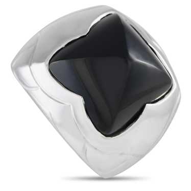 Bvlgari 18K White Gold Onyx Pyramide Ring BV16-012