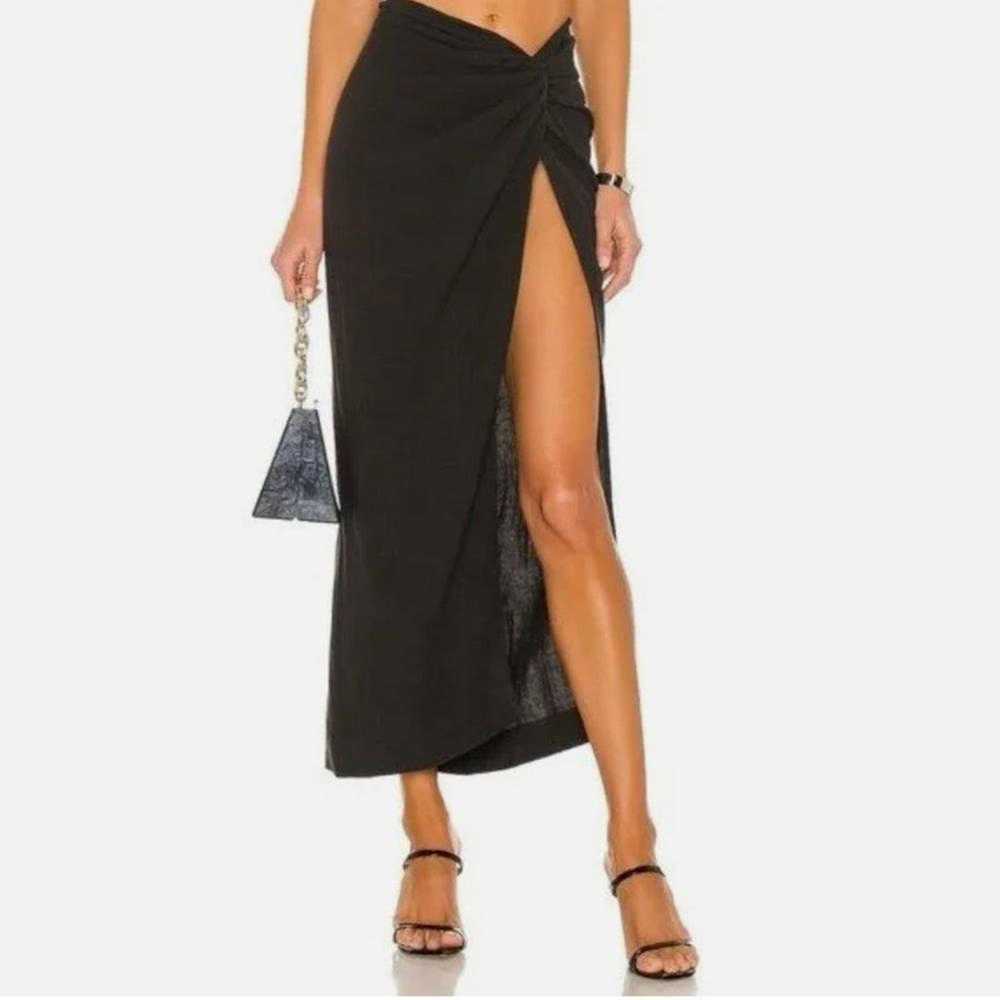 Other Natalie Rolt Kaia Slit Linen Midi Skirt Bla… - image 2