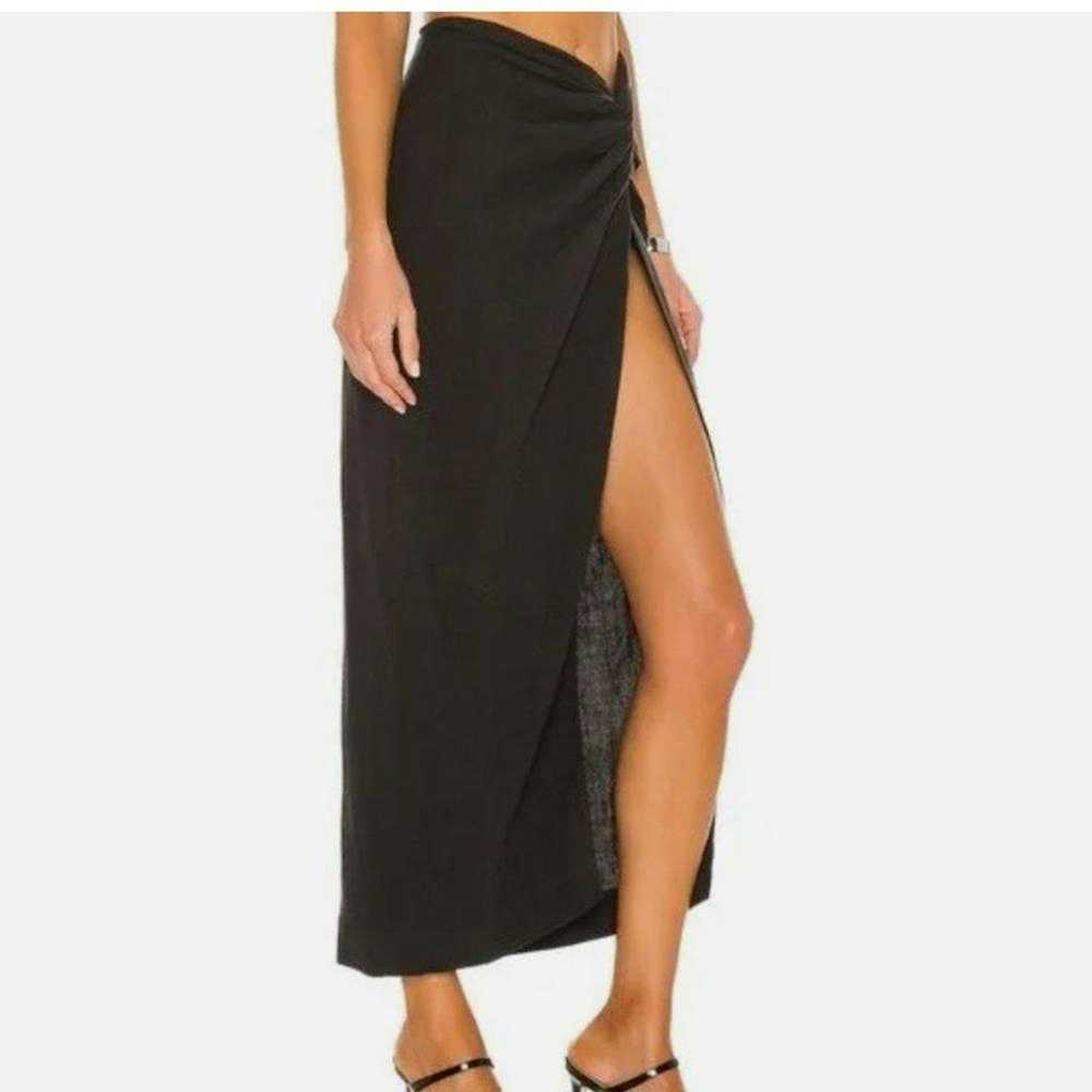Other Natalie Rolt Kaia Slit Linen Midi Skirt Bla… - image 3