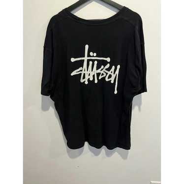Stussy Vintage Stüssy Black T-Shirt with White Fr… - image 1