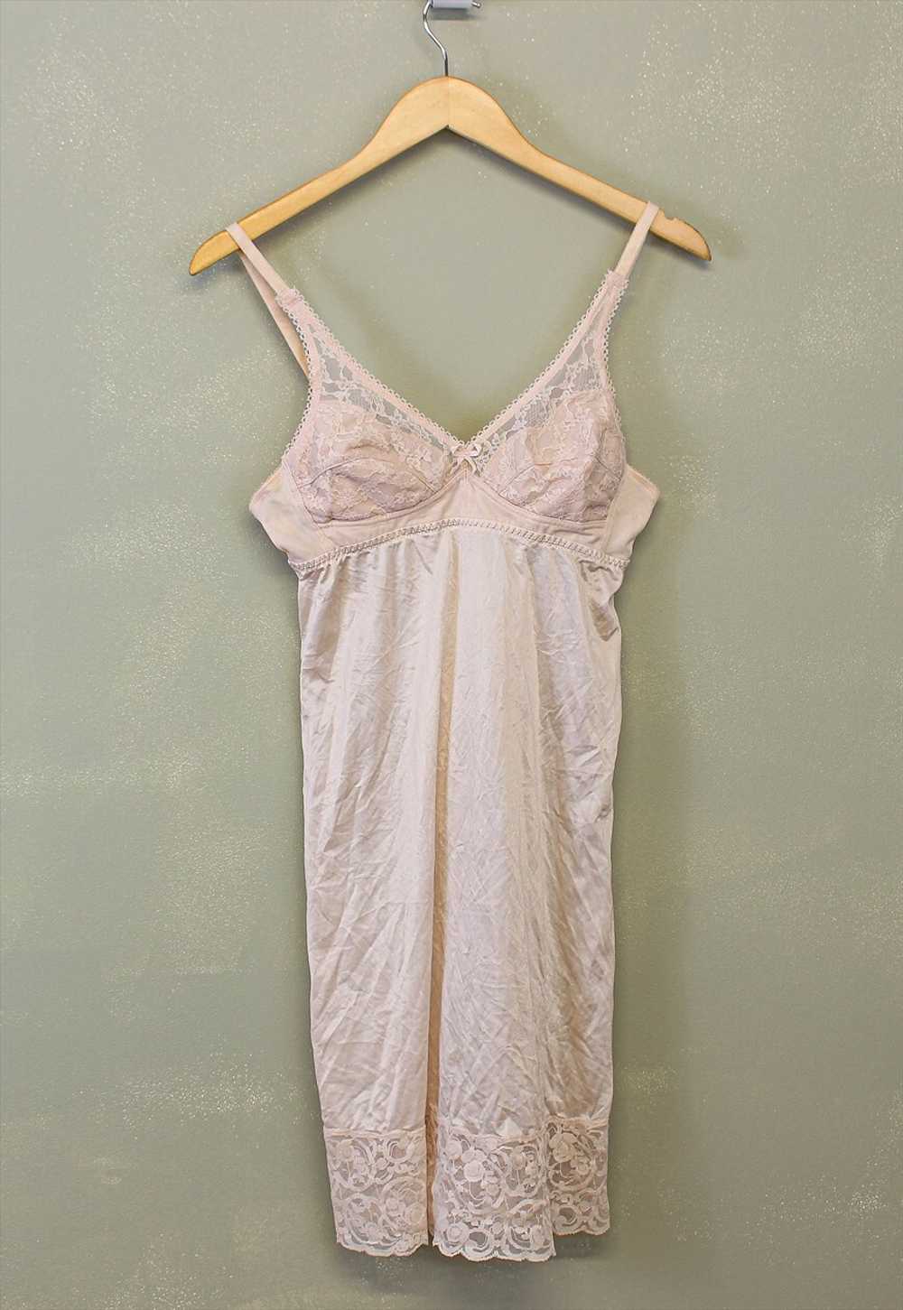 Vintage Y2K Lace Slip Dress Light Pink With Flora… - image 1