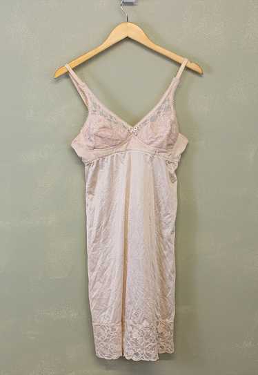 Vintage Y2K Lace Slip Dress Light Pink With Flora… - image 1
