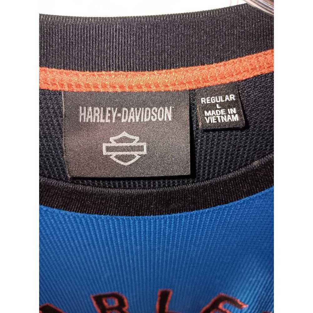 Harley Davidson Motor Cycles Blue Shirt Size LG - image 3