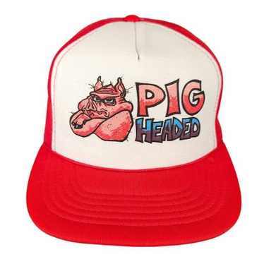 Vintage Vintage Pig Headed Trucker Hat Mens One S… - image 1