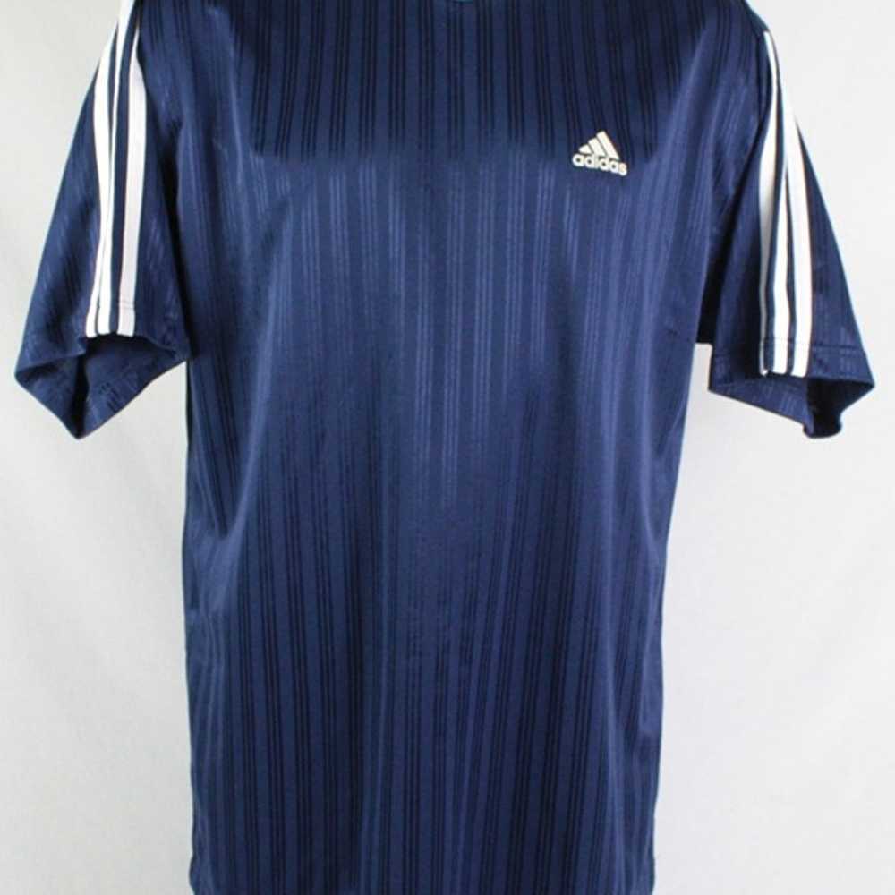 NWOT Vintage 90s Adidas Navy Blue 3 Stripe Jersey… - image 1