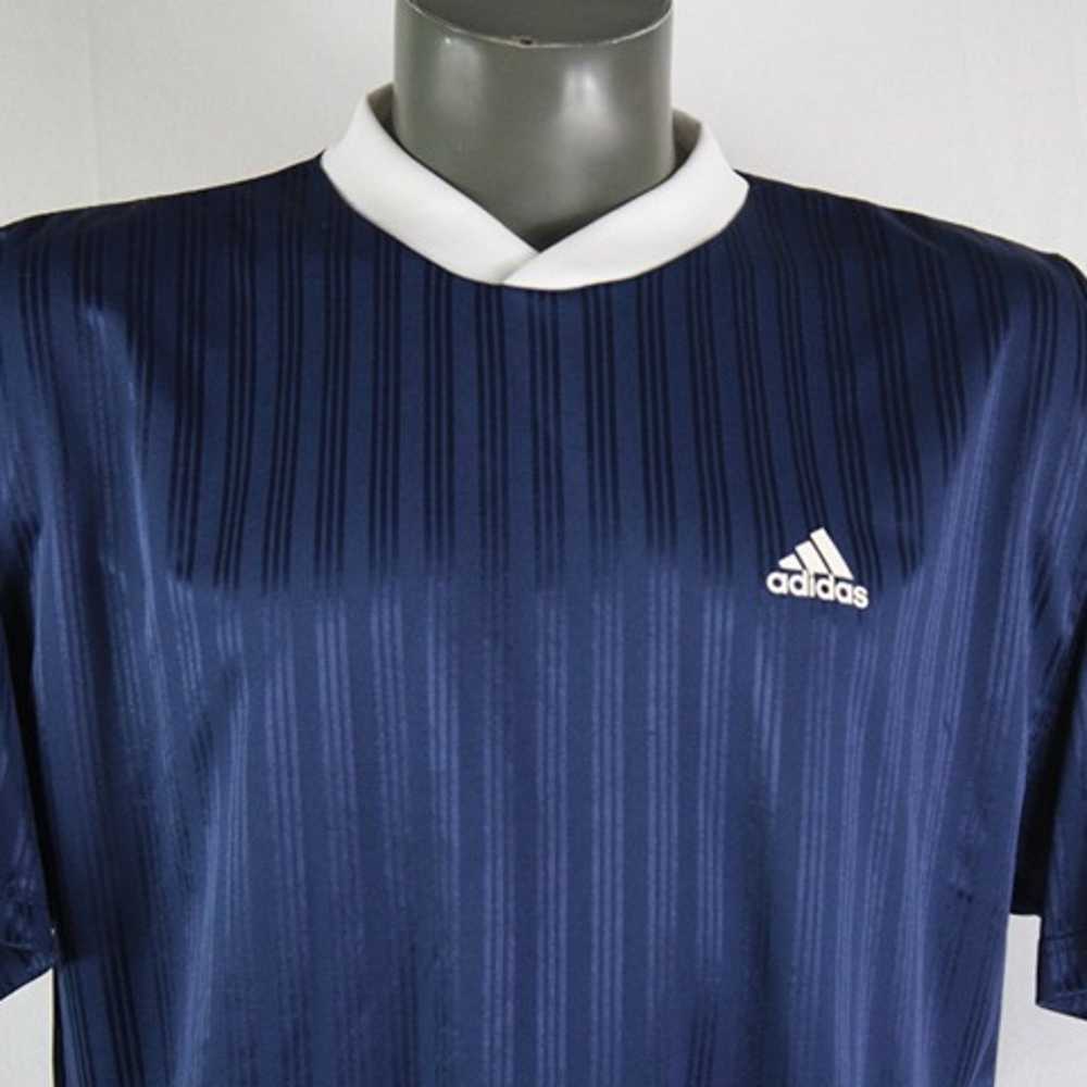 NWOT Vintage 90s Adidas Navy Blue 3 Stripe Jersey… - image 2