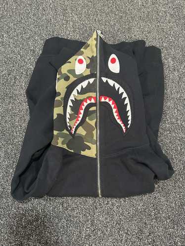 Bape half black half best sale camo hoodie