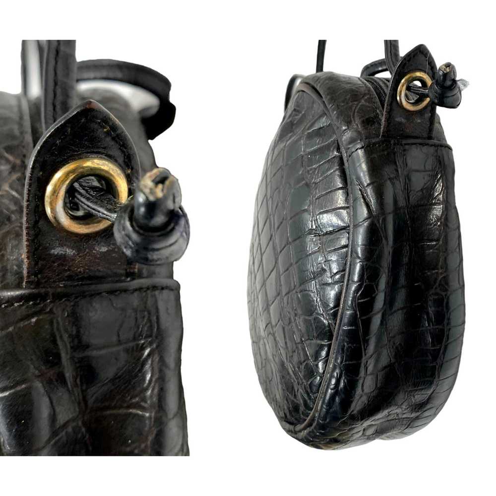Bag × Genuine Leather × Vintage 80s Black Leather… - image 8