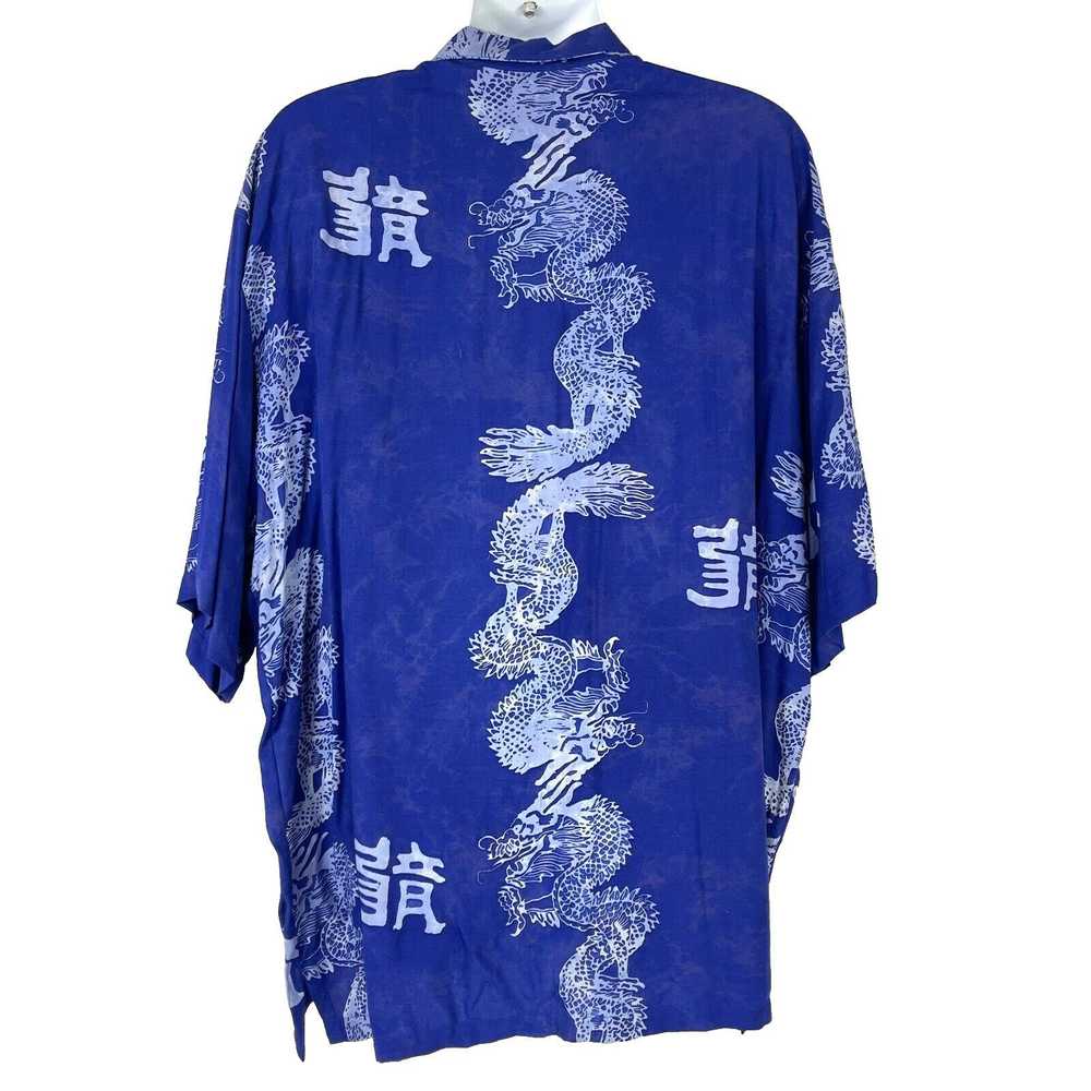 Streetwear Chinese Dragon Batik Rayon XXL Blue Bu… - image 4
