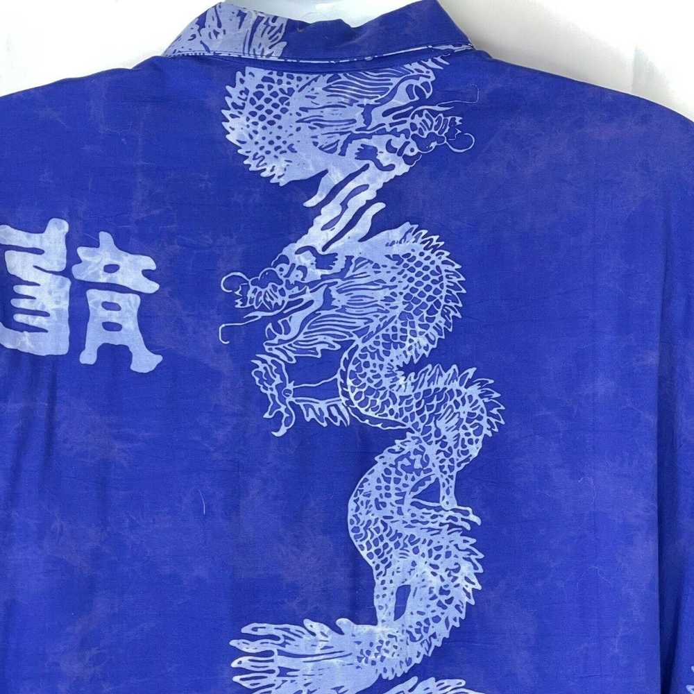 Streetwear Chinese Dragon Batik Rayon XXL Blue Bu… - image 6