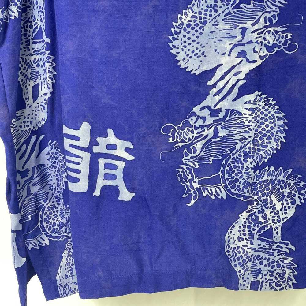 Streetwear Chinese Dragon Batik Rayon XXL Blue Bu… - image 8