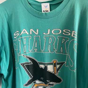 90s Vintage Lee San Jose outlet Sharks Hockey green Tshirt Large