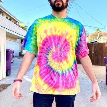Rainbow tie dye spiral shirt