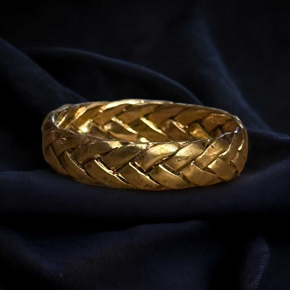 Vintage Vintage gold tone braid band ring - image 1