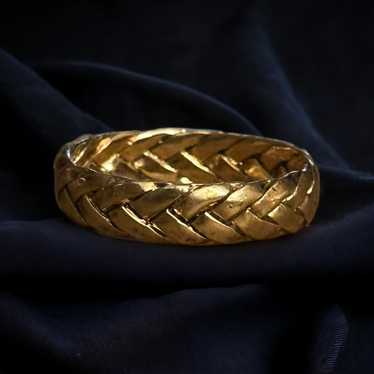 18K Solid Gold Ring Braided Ring Handwoven Woven Wide Band Ring