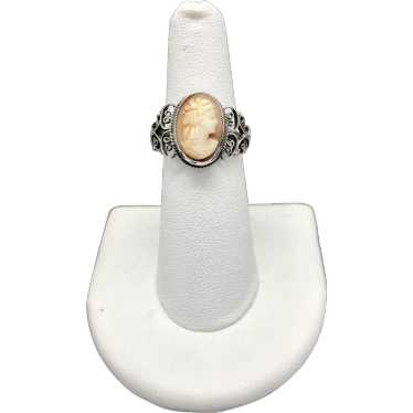 Carved Bone (bovine) Buddha Cameo Sterling Silver Wire Wrapped Ring | Kim's  Jewels