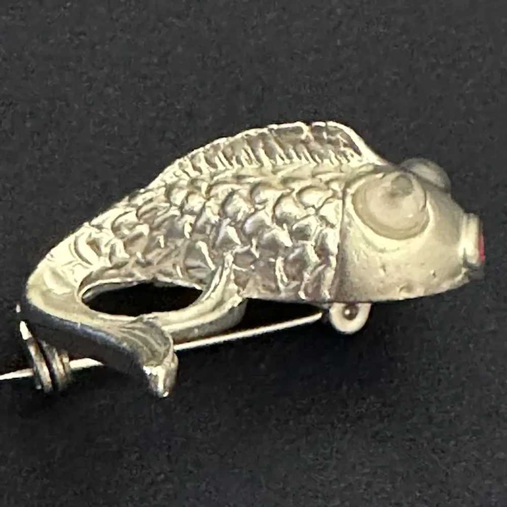 Googly-Eyed Silver Tone Fish Pin, Circa 1960s - image 2