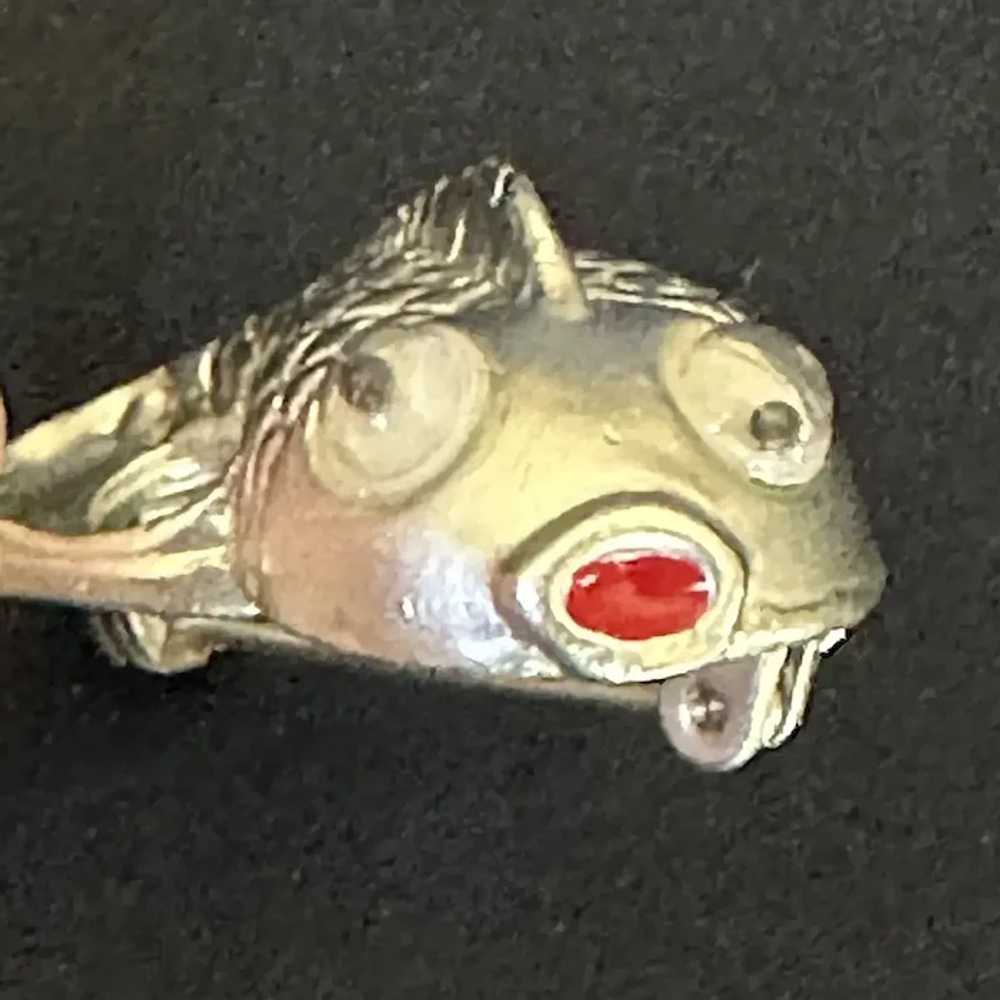 Googly-Eyed Silver Tone Fish Pin, Circa 1960s - image 4