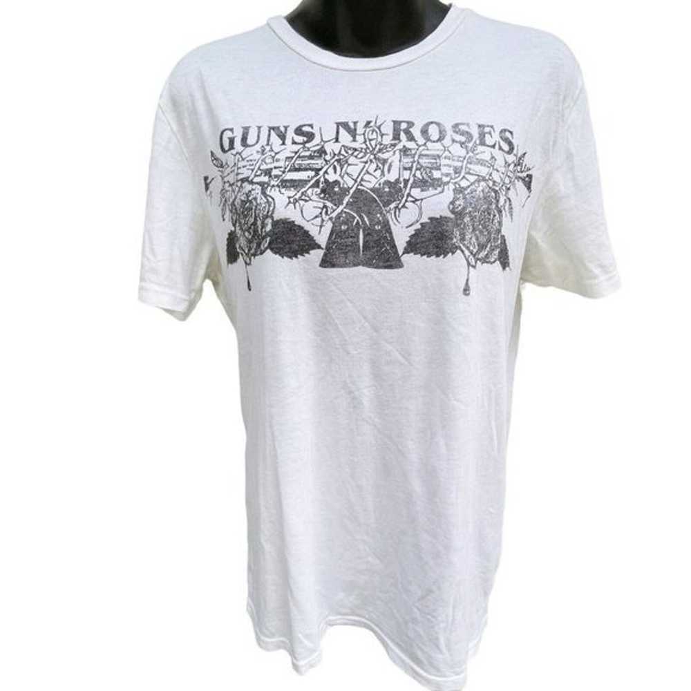 Lucky Brand Guns And Roses Distressed Graphic Whi… - image 1