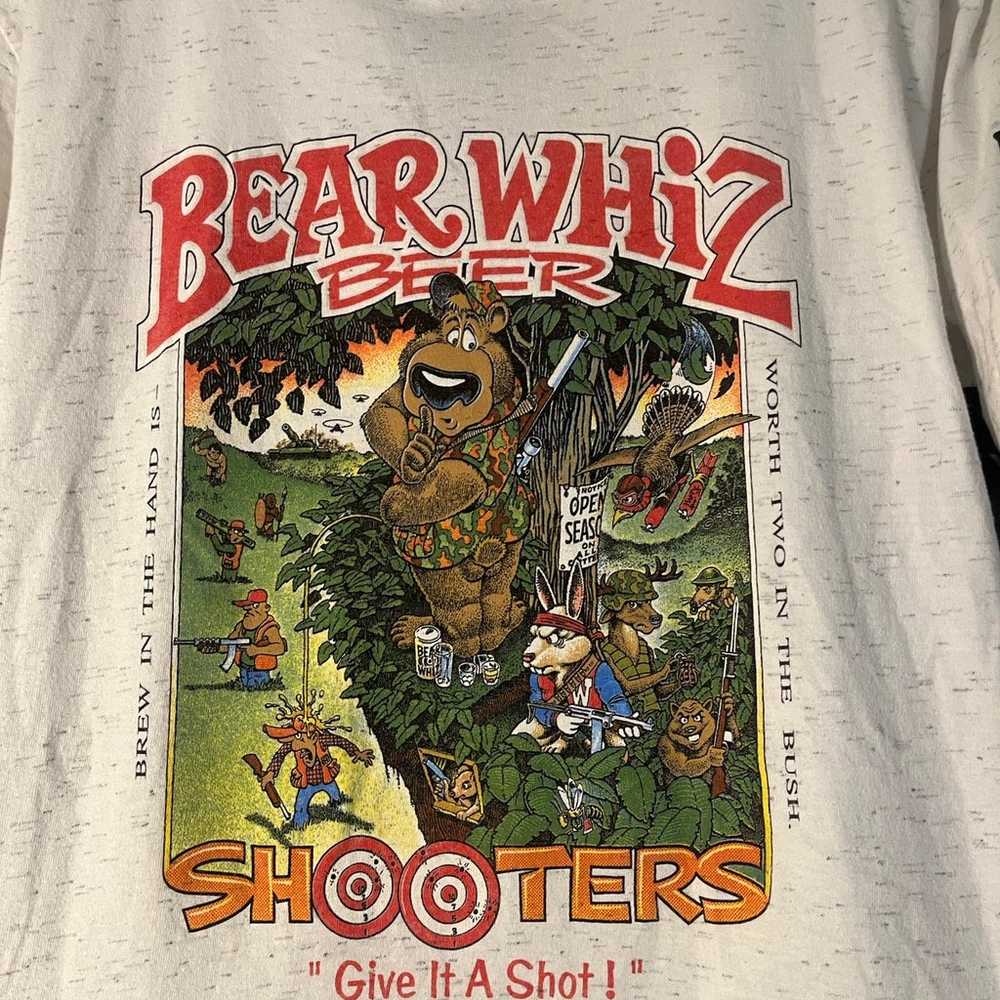 Vintage singlestitch bear whiz beer T shirt with … - image 3
