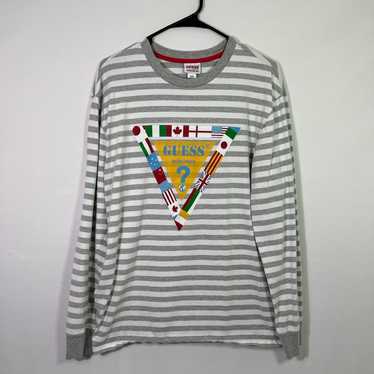 GUESS Worldwide Graphic Striped Long Sleeve Tee - image 1