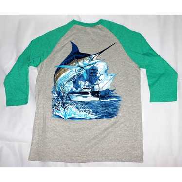 Guy Harvey Aqua Green Long Sleeve Shirt Womens M Medium Fishing