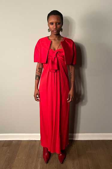 Henri Bendel Red Silk Dress Set