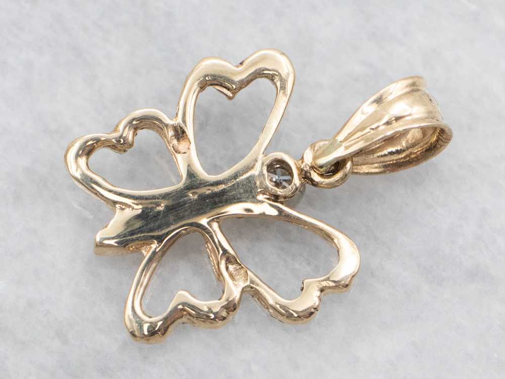 Yellow Gold Butterfly Pendant with Diamond Accent - image 2