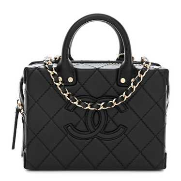 CHANEL Calfskin Quilted Small Studded Square Vani… - image 1
