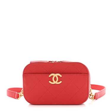 CHANEL Caviar Quilted Waist Bag Red