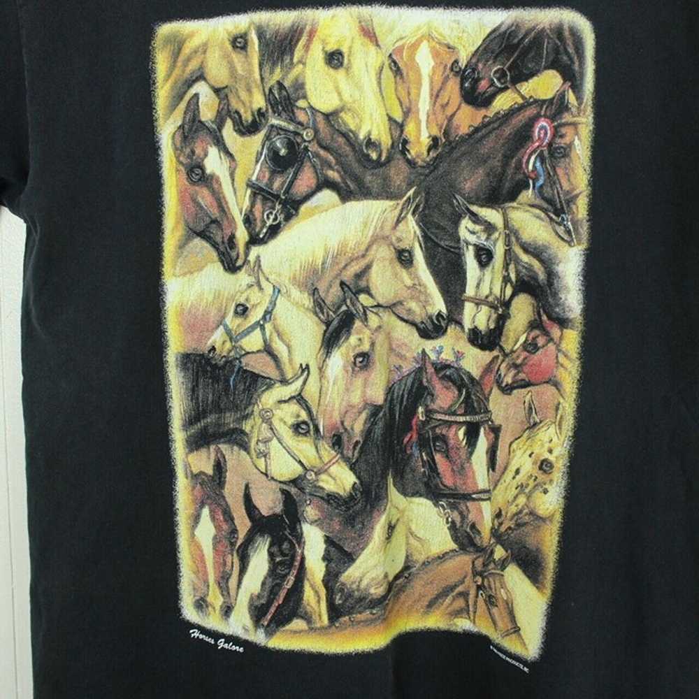 VTG Wild Horses Galore Men's Large Black  T shirt… - image 1