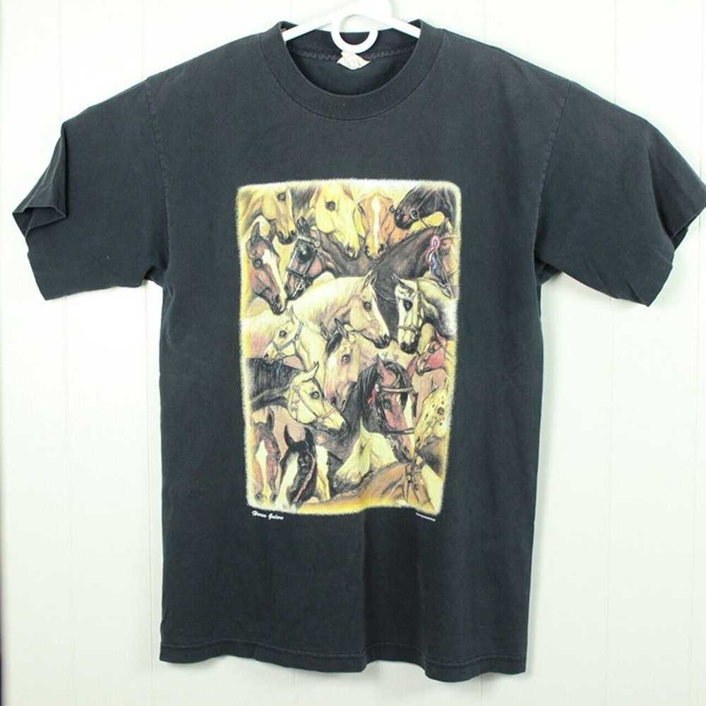 VTG Wild Horses Galore Men's Large Black  T shirt… - image 2