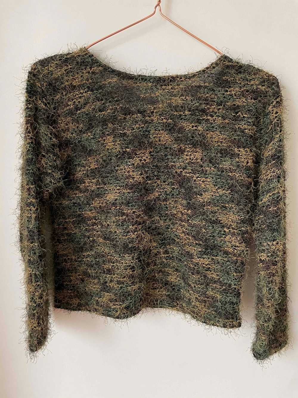 Knitted sweater - Fluffy green cropped sweater wi… - image 6