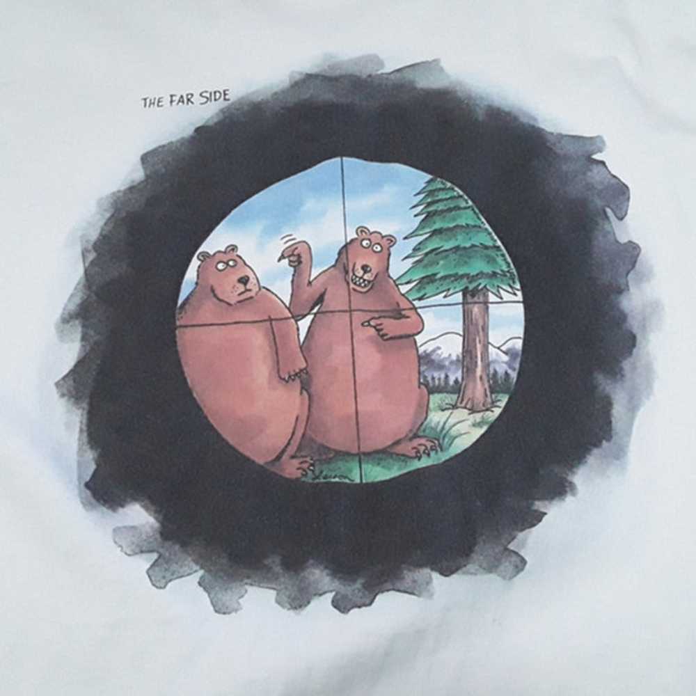 Vtg 90s Far Side Cartoon Bear Hunt T Shirt Mens L… - image 2