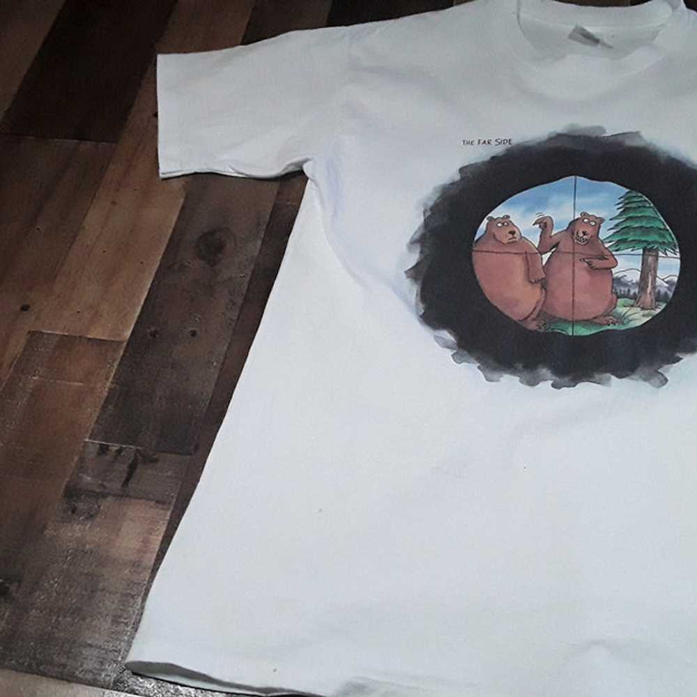 Vtg 90s Far Side Cartoon Bear Hunt T Shirt Mens L… - image 4