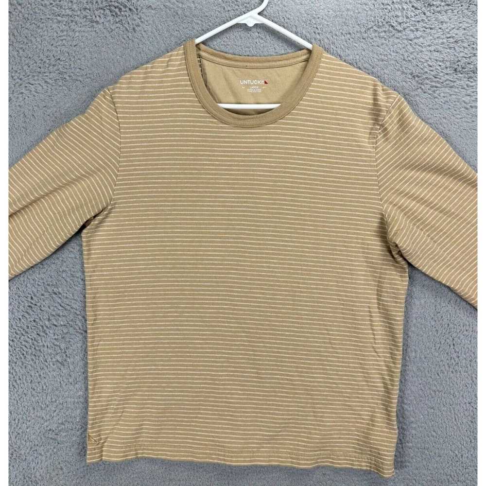 UNTUCKit Shirt Adult Large Yellow Striped Cotton … - image 1