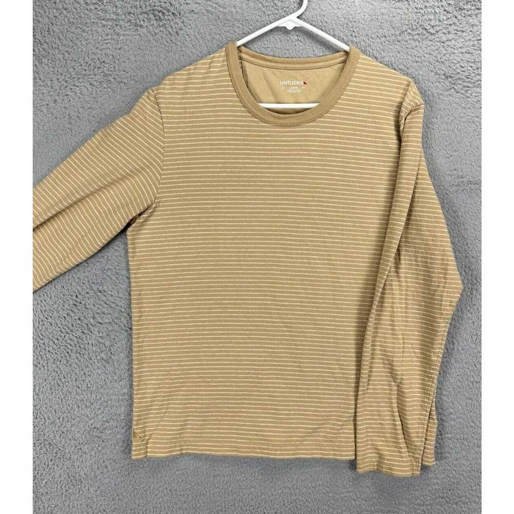 UNTUCKit Shirt Adult Large Yellow Striped Cotton … - image 3