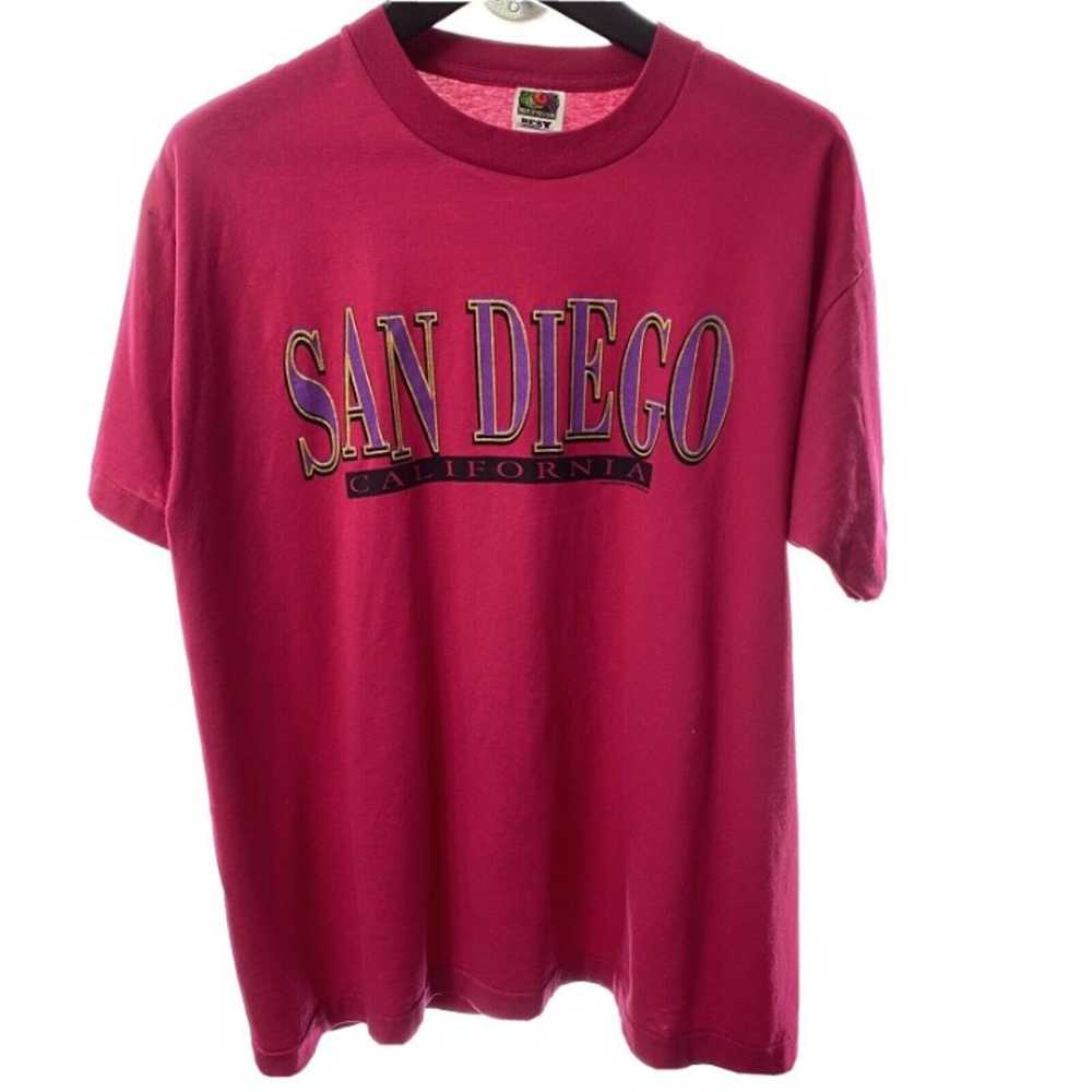 San Diego Spellout L Fuschia T-shirt Vin - image 1