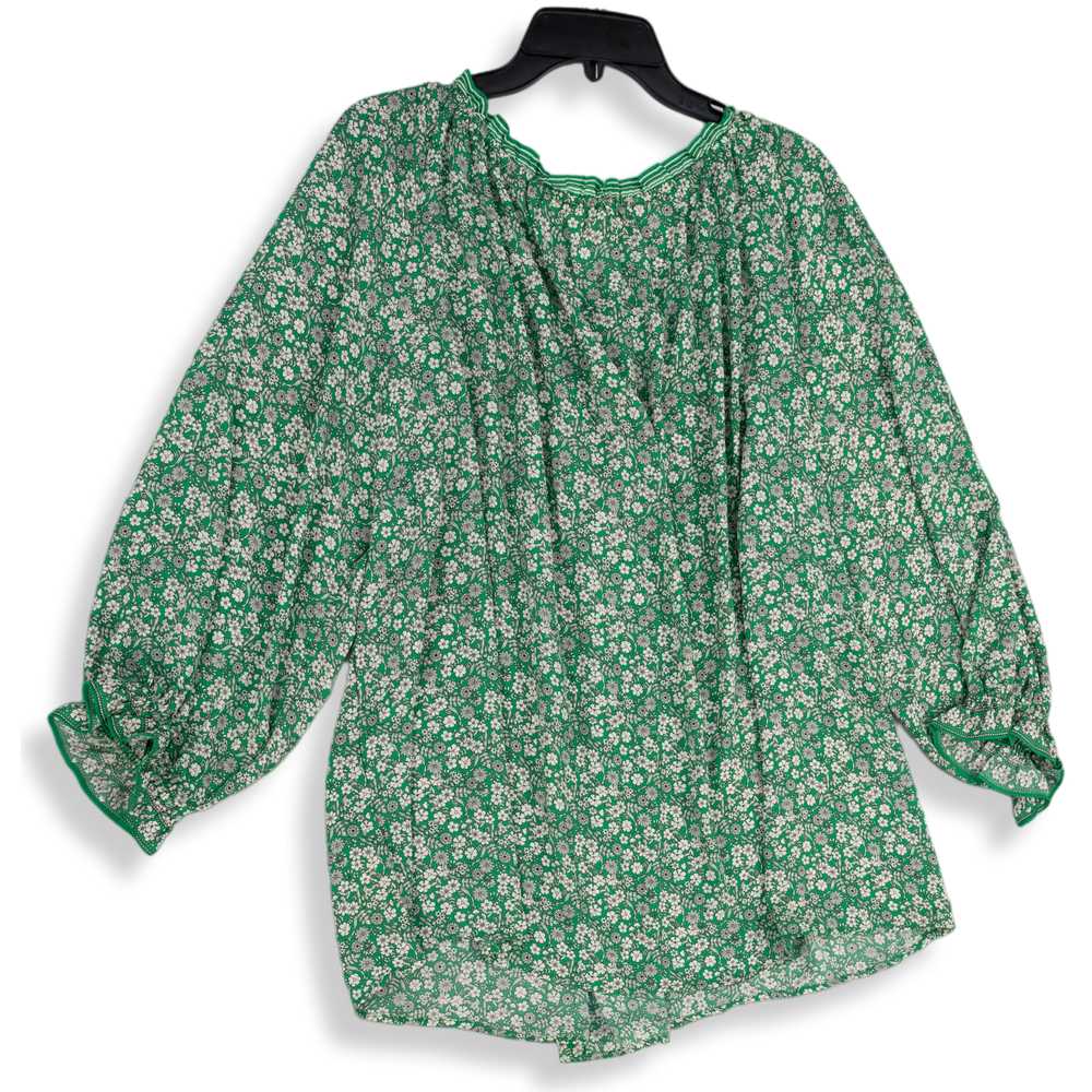 Max Studio NWT Womens Green White Floral Ruffle N… - image 2