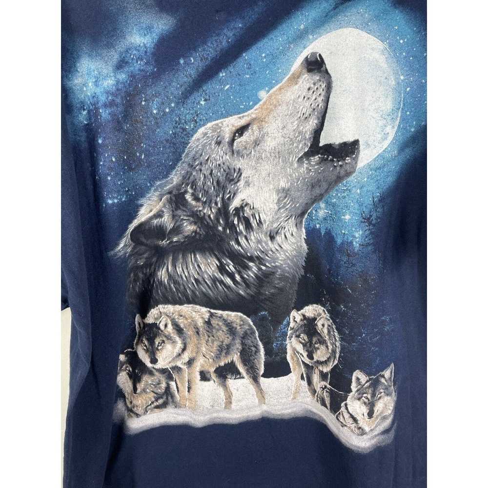 vintage Y2k graphic t shirt Wolf Howling 90s Grap… - image 3