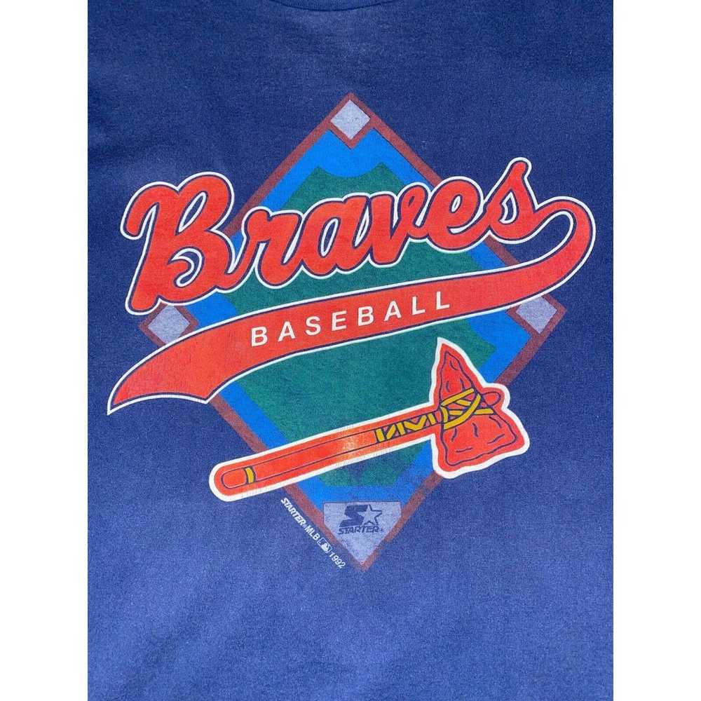 VTG 1992 Atlanta Braves Baseball Starter Brand T-… - image 2