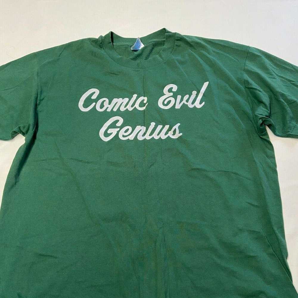 Mens HANES Green Vintage "Comic Evil Genius" Sing… - image 1