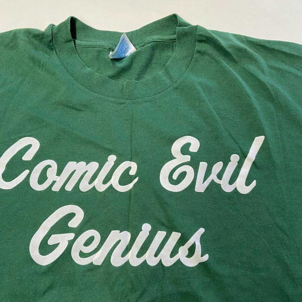 Mens HANES Green Vintage "Comic Evil Genius" Sing… - image 2