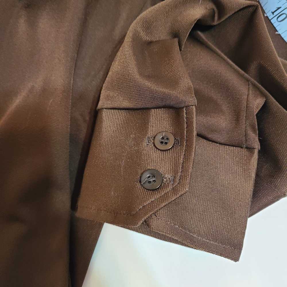 Vintage 70's style brown long-sleeve dress shirt - image 3